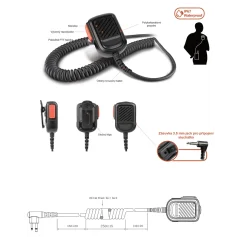 Vodotěsný externí mikrofon s reproduktorem RSM-350, zásuvka pro sluchátko 3.5 mm, IP67 pro CP Commercial/DP1400